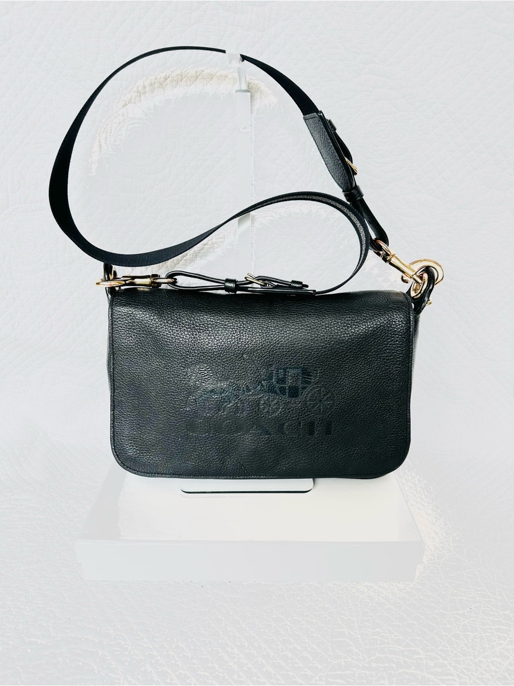 Coach Black Pebbled Leather Shoulder Crossbody with Gold Hardware
